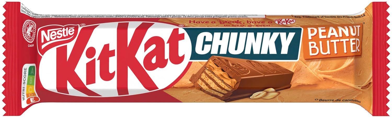 Kitkat NESTLÉ KitKat Chunky Peanut Smør Chokoladebar, Sprødhedsbar med jordnøddecreme og sprød vaffel, 24 pakker (24 x 42 g) - Image 2